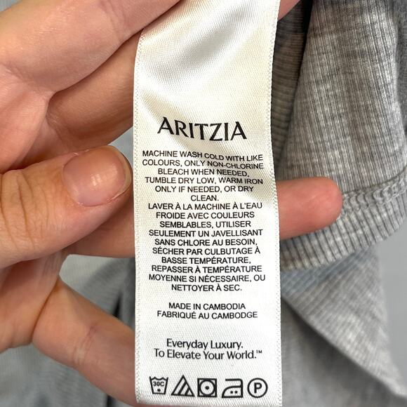 NWT THE GROUP Aritzia Luxe Lounge Meridian Dress Off Shoulder Heather Chrome M - Picture 9 of 11